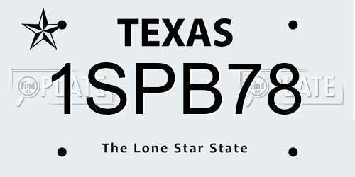 1SPB78 Texas License Plate
