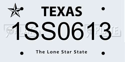 1SS0613 Texas License Plate