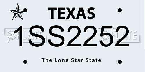 1SS2252 Texas License Plate
