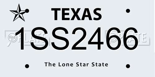 1SS2466 Texas License Plate