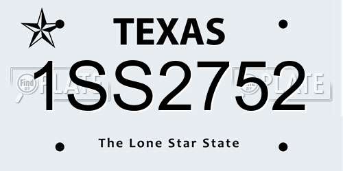 1SS2752 Texas License Plate