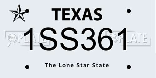 1SS361 Texas License Plate
