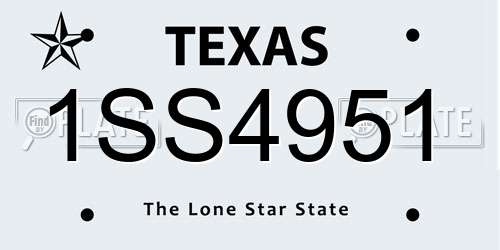 1SS4951 Texas License Plate