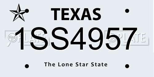 1SS4957 Texas License Plate