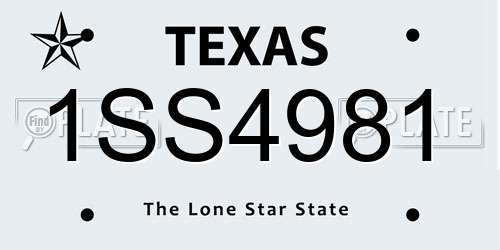 1SS4981 Texas License Plate