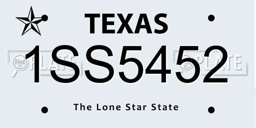 1SS5452 Texas License Plate