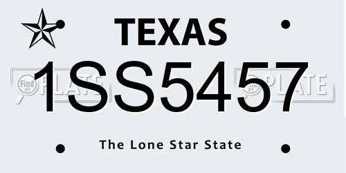 1SS5457 Texas License Plate