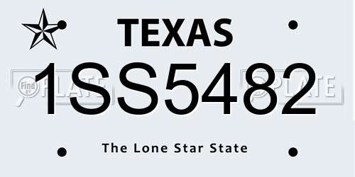 1SS5482 Texas License Plate