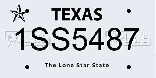1SS5487 Texas License Plate