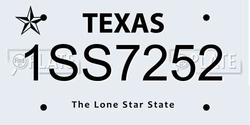 1SS7252 Texas License Plate