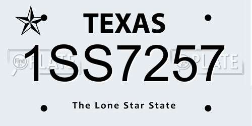 1SS7257 Texas License Plate