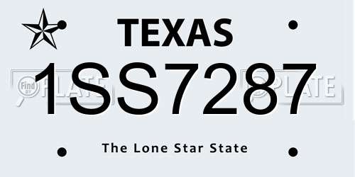 1SS7287 Texas License Plate