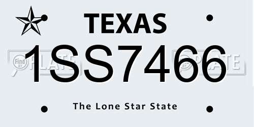 1SS7466 Texas License Plate