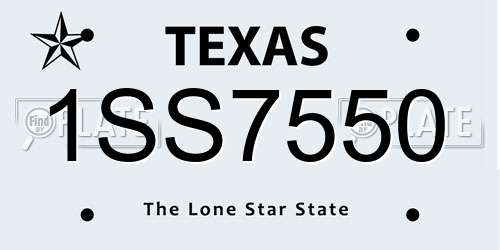 1SS7550 Texas License Plate