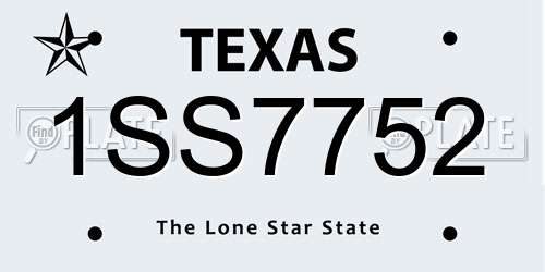 1SS7752 Texas License Plate