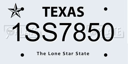 1SS7850 Texas License Plate