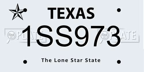 1SS973 Texas License Plate