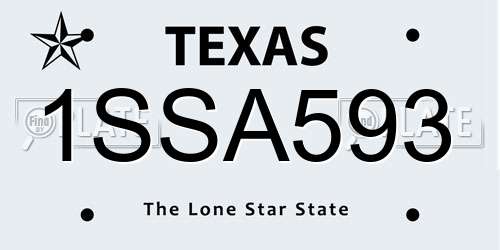 1SSA593 Texas License Plate