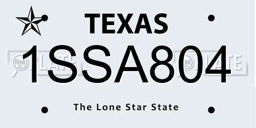 1SSA804 Texas License Plate