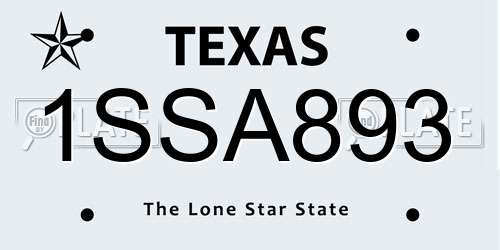 1SSA893 Texas License Plate