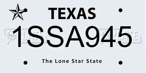 1SSA945 Texas License Plate
