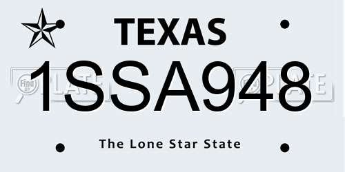 1SSA948 Texas License Plate