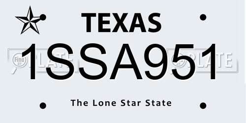 1SSA951 Texas License Plate