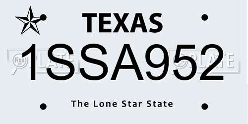 1SSA952 Texas License Plate