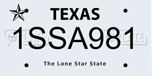 1SSA981 Texas License Plate