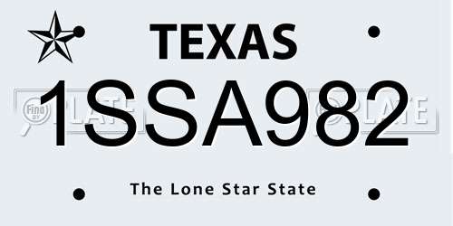 1SSA982 Texas License Plate
