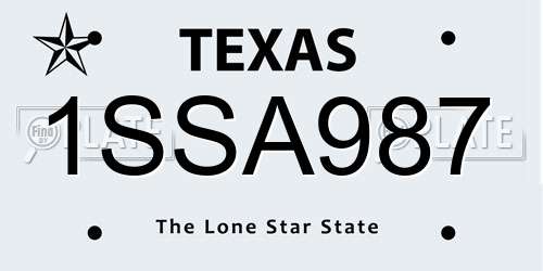1SSA987 Texas License Plate