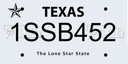 1SSB452 Texas License Plate
