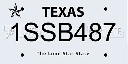 1SSB487 Texas License Plate