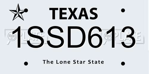 1SSD613 Texas License Plate