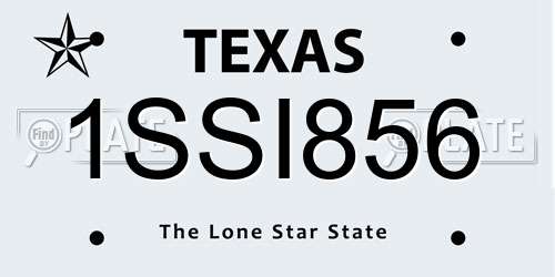 1SSI856 Texas License Plate