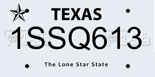 1SSQ613 Texas License Plate