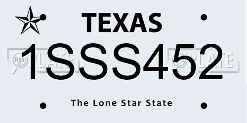 1SSS452 Texas License Plate