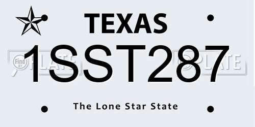 1SST287 Texas License Plate