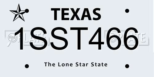 1SST466 Texas License Plate