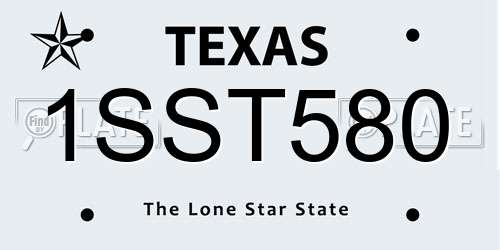 1SST580 Texas License Plate