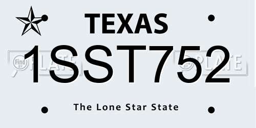 1SST752 Texas License Plate