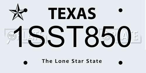 1SST850 Texas License Plate