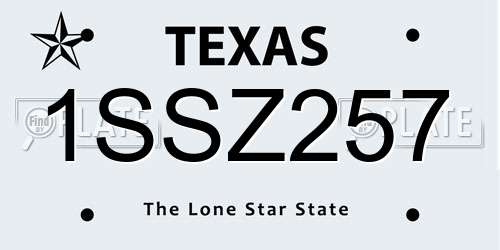 1SSZ257 Texas License Plate
