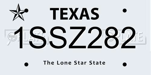 1SSZ282 Texas License Plate