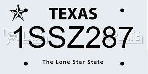 1SSZ287 Texas License Plate