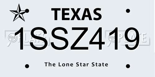 1SSZ419 Texas License Plate