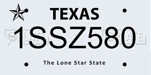 1SSZ580 Texas License Plate