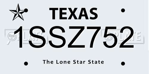 1SSZ752 Texas License Plate