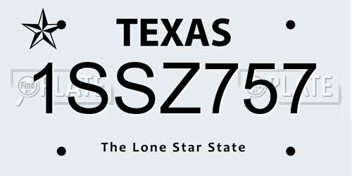 1SSZ757 Texas License Plate