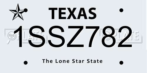 1SSZ782 Texas License Plate